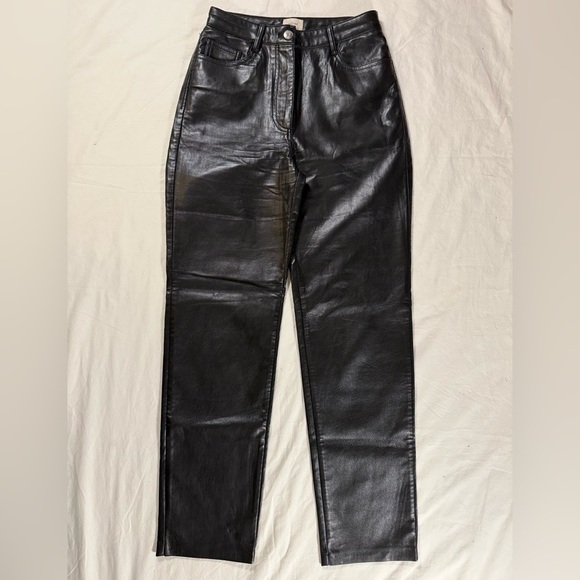 Aritzia Wilfred The Melina High Waisted Black Vegan Faux Leather Pants 2 - Picture 2 of 12
